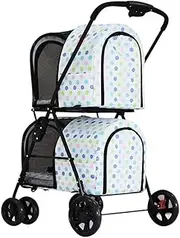 Double Dog Stroller Pet Travel Stroller Detachable Dog Cat Pushchair Pram Jogger Buggy with 4 Wheels Detachable Carrier Max Loading 18kg Pet Travel Stroller