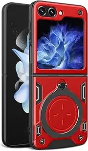 Compatible with Samsung Galaxy Z Flip 6 Case,Car Mount Magnetic,Compatible with Samsung Galaxy Z Flip 6 Built-in Kickstand with Slide Lens Case Cover Red