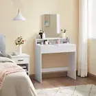 Elegant White Vanity Table with Large Mirror, 2 Drawers & 3 Storage Compartments