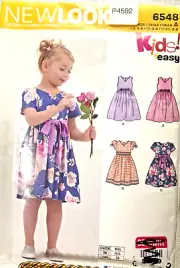 New Look Sewing Pattern 6548 CHILD'S PARTY DRESSES Kids Ages A 3 - 8 Easy Sew