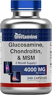 Glucosamine, Chondroitin MSM Complex | 4000 MG | 240 Capsules | Joint Support & Anti-Inflammatory Supplement | Joint Pain Relief*