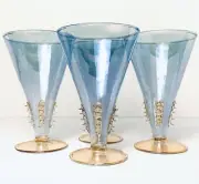 Abigails Glass Cocktail Glassware Iridescent Lustre Rigaree Art Deco Style Set 4