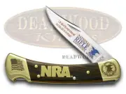 Buck 110 Folding Hunter Knife NRA National Rifle Association Wooden Stainless