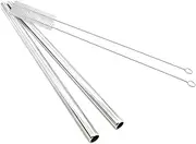 Super Big Drinking Straws Set 12" Extra Long 1/2" Extra Wide Reusable 304 Food-Grade 18/8 Stainless Steel for Frozen Drinks Boba Bubble Tea Smoothies and Shakes - Set of 2 with 2 Cleaning Brushes