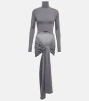 [Alaia] Alaïa Tie-front cashmere and silk turtleneck sweater AU 16 grey