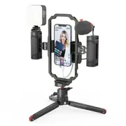 Universal Video Rig Kit Smartphone Cameras Stabilizer w/ Tripod Microphone LED