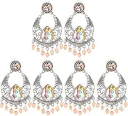 [Respicefinem] 3 Pairs Retro Alloy Fashion Hollow Carved Tassel Eye Ear Drop Dangle Jewelry Easy To Wear And Take Suitable For Various Occasions And Ideal As Gifts