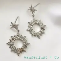 在飛比找博客來優惠-Wanderlust+Co 澳洲品牌 銀色鑲鑽 光芒太陽耳環