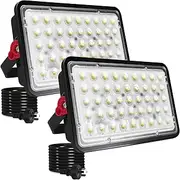 2 Pack 100W LED Outdoor Flood Light, IP66 Waterproof Exterior Flood Lights, Led Stadium Lights, Plug in Flood Light, 6500K Floodlight for Yard, Garden, Playground, Lawn, Garage, Basketball Court
