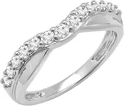 [Dazzlingrock Collection] 0.55 Carat (ctw) 10K Gold Round Diamond Ladies Wedding Guard Contour Band 1/2 CT
