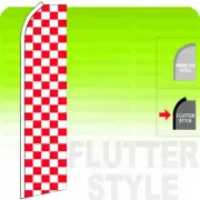 RED WHITE Checkered Checker - Swooper Flag Banner Sign 11.5', Flutter Style wf