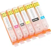 Domary 6Pcs 6 Color Printer Ink Permanent Chip Fluent Refill Ink Large Small BK C M Y GY (570-571)