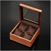 [CFZSALK] Watch Box Watch Holder Wooden Watch Box With Transparent Glass Top Cover, 4-digit Storage Watch Box,Jewelry Storage Box Watch Case (Color : Onecolor, Size : 17.5 * 17.5 * 8.5cm) KeYJ