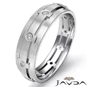 Mens Dome Eternity Wedding Band Round Bezel Diamond Ring 18k White Gold 0.25Ctw