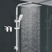 ACA WELS 12'' Shower Head Set with Twin Taps 3-MODE Handheld Wall Rail Diverter Square Chrome