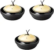 Set of 3 Red Belt Gold Saikomasuji Hot Pot 6.2 x 3.5 inches (15.8 x 9 cm) | Kaiseki Nabe, Reinforced Lid, Setomonohonpo