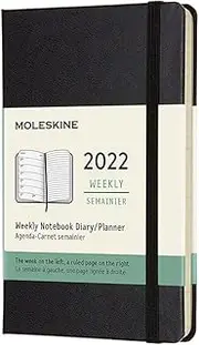 Moleskine 2022 Weekly Notebook Hard Cover Diary, Pocket, Black