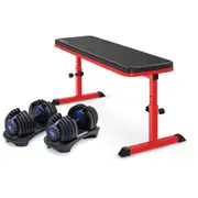 Powertrain 48KG Adjustable Dumbbell Set - Blue with Height-Variable Bench