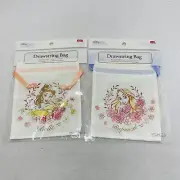 Disney Princess Rapunzel Belle Drawstring Bag X2 Pouch Wristlet Girl Makeup Coin
