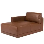 [James Lane] Haven Leather Left Arm Facing Chaise Module Tan