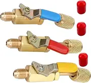 3Pcs Air Condition Refrigeration Shut Valve Set, 1/4" SAE Thread AC HVAC Gauge Valve