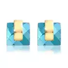 Made With Swarovski Crystals Teal Blue Faceted Earrings