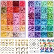 Sunbilien 5000pcs Clay Beads Bracelet Making Kit, 48 Colors Heishi Flat Preppy Polymer Clay Beads for Jewelry Making, Charm DIY Arts & Crafts Birthday Gifts Toys for Kids Age 6-12