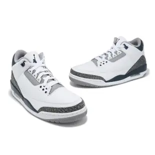 【NIKE 耐吉】休閒鞋 Air Jordan 3 Retro 男鞋 白 灰 午夜藍 爆裂紋 三代 復刻(CT8532-140)