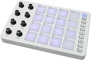 Labymos MIDI Controller Strike Pad RGB Backlight MIDI Keyd BT Connection Low Latency 3.5mm Output Interface ith 16 Strike Pads 8 Assignable Knobs Note Repeat Portable MIDI Pad