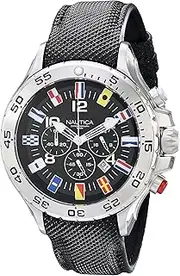 [NAUTICA] Men's N16553G Stainless Steel Watch with Black Band, Chronograph