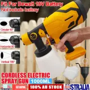 Cordless Electric Paint Sprayer 1000ML Airless Spray Gun For Dewalt 18V Battery