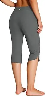 [Emlovm] Women's 18" Swim Capri Pants Quick Dry Long Swim Shorts UPF50+ Swimsuits Cropped Beach Pants with Pockets