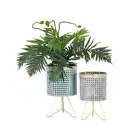 2x Willow & Silk Metal 32/28cm Cirque Footed Latticed Home/Garden Pot/Planters