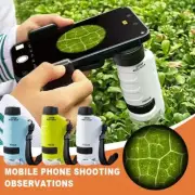 Mini Pocket Microscope Kit 60X-120X HandheldMicroscope LED Kids ToyUK with C5Y5