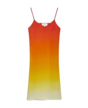 Casablanca Gradient Effect V-Neck Midi Slip Dress 34 Orange