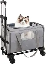 Labymos Pet Trolley Bag Detachable Rolling CER for Small Dogs Cats Portable Pet Travel CER with Handle and Shoulder Strap