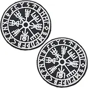 ECSiNG 2PCS Vegvisir Viking Compass Norse Rune Patch Glow in The Dark Hook & Loop Applique Morale Tactical Embroidered Emblem Badge Armband Clothes Decoration