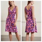 NEW Boden Effie Floral Leaf Print V-Neck Dress in Strawberry pink Size 2