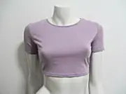 BNWT BOOHOO sz 10/S short sleeve stretchy mauve crop top