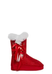 [Sugar Thrillz] Snowflake Cadet Rhinestone Booties - Red