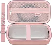 [BOVKE] Hard Travel Speaker Case for Bose SoundLink Flex Bluetooth Portable Speaker, Extra Mesh Pocket for Bluetooth Speakers Bose Charger, Charging Cables, Rosegold (W/Shoulder Strap)