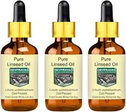 Pure Linseed Oil (Linum usitatissimum) with Glass Dropper Natural Therapeutic Grade Cold Pressed (Pack of Three) 100ml x 3 (10 oz)