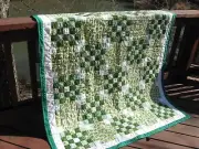 Handmade Patchwork Emerald Isles Quilt, 58" x 79", Green, St. Pat