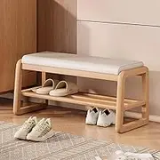 Golfaost 2 Tiers Shoe Bench Rack with Cushion, Modern Decoration Hallway Wood Shoe Rack, Compact Simple & Modern Design for Entryway,80cm