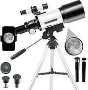 Telescope,Telescopes for Adults Kids Beginners, 70mm Aperture Astronomy Refractor High Magnification Telescopes (15X-150X) with Tripod, Phone Adapter and Moon Filter