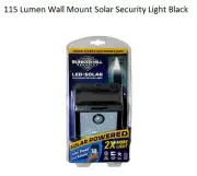 Super Bright SECURITY Motion 115 Lumen Wall Mount Solar Security Light Black