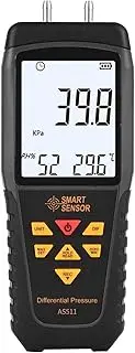 AS511 Digital Differential Pr ure Gauge -39.98~39.98KPA Manometer Dual Port Air Gas Pr ure Tester with Backlight Display Supports Tempe ure & H dity Measurement 12 Units Data Multicolor177 AS511