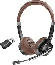 Conambo Headset with Bluetooth Microphone with HD Stereo Sound and 25 Hours Playtime, Wireless Headset with Microphone, Headset with USB-A Dongle for Laptop/PC/Mac DSP Noise Cancelling (Bluetooth 5.0)