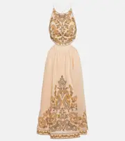 [Zimmermann] Zimmermann Devi embroidered linen midi dress AU 8 gold
