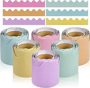 Elesunory 6 Rolls 196.8 Ft Borders Classroom Bulletin, Waterproof Bulletin Board Borders, Colorful Wave Borders Trim for Bulletin Boards, Classroom Decor, Desks, Locker, Home(Warm Colour Border)